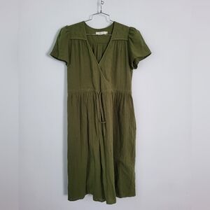 Christy Dawn The Dawn Dress in forest green 100% cotton gauze petite medium